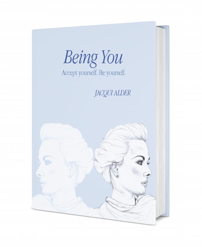Being You by Jacqui Alder. Front Cover half-side-view