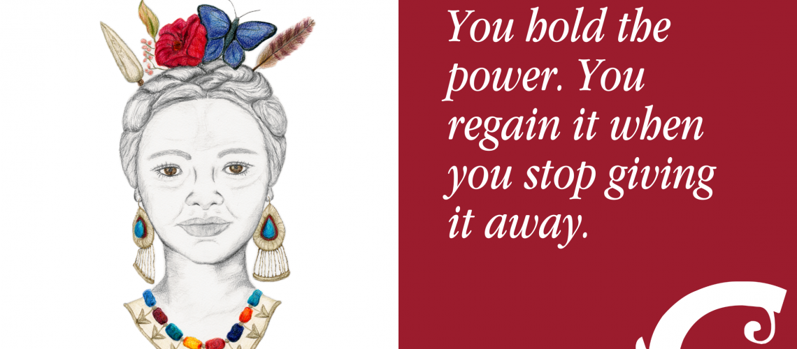 Illustration titled Warrior Woman with quote. 